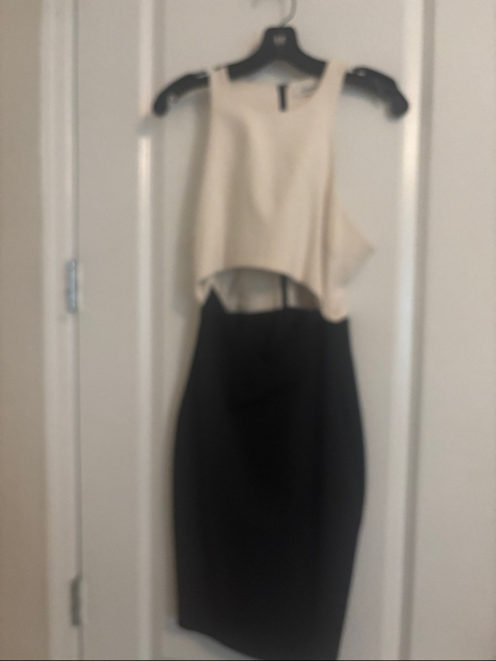 Elizabeth and James Two-Tone Ivory and Black Midi Dress